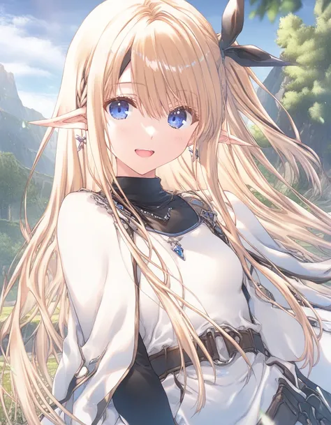 1girl, tomboy, little female, small breasts, beautiful detailed eyes,open mouth, outdoors,wind, fantasy, game CG, break,((artist:mitsumi_misato)),(artist:fujiyama),(artist:suzumori),(masterpiece), (best quality), (ultra-detailed), very aesthetic, newest, b...