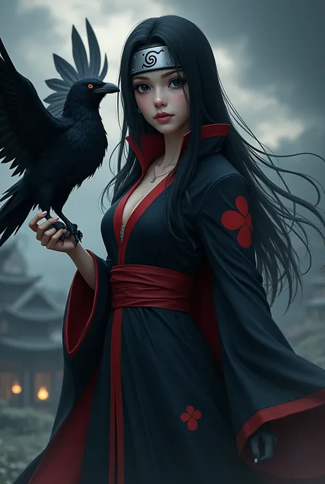 Itachi Uchiha female version, holding crow