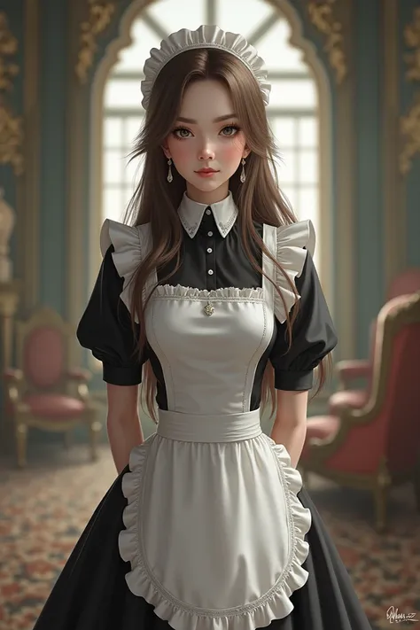 Camellya trong tự game " wuthering waves " but wearing a maid 