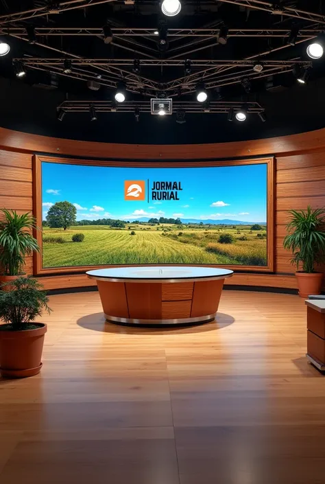  Here are the features and equipment for a TV studio for the program  " Jornal Rural ":

* Physical Area *

1. Wide space ( approximately 100m² )
2.  lighting  adequada
3.  Hardwood or carpet floors
4 .  Rustic or modern decor ,  with agricultural elements...