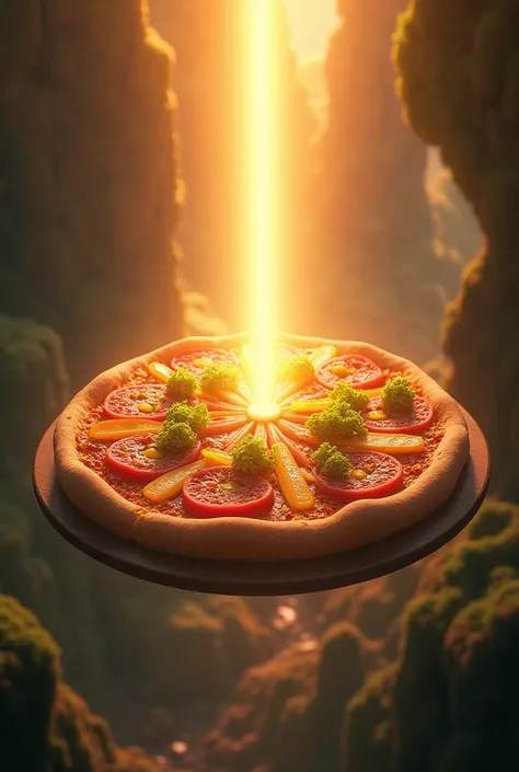 Fais moi la pizza du futur elle doit avoir un rayon du soleil angélique au dessus d’elle et doit être faite avec des légumes exotiques d’autres planètes 