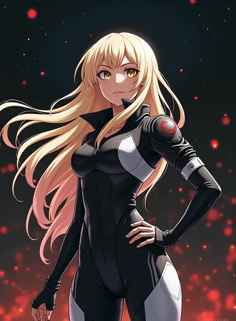  Physically fit woman with long blond hair anime version 