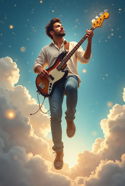 Carlos Parra entering the sky with his electric bass 