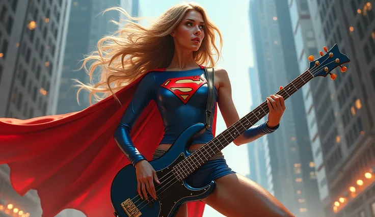 A bass guitarist very sexy hot dc comic super girl super hero