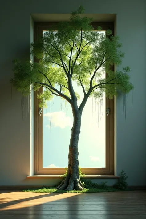 Https://.It/2FEY1OFxi take this image ,  place a tree leaving the realistic window 