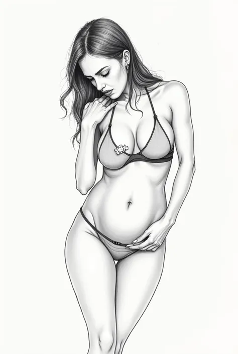 Drawing of a woman masturbating