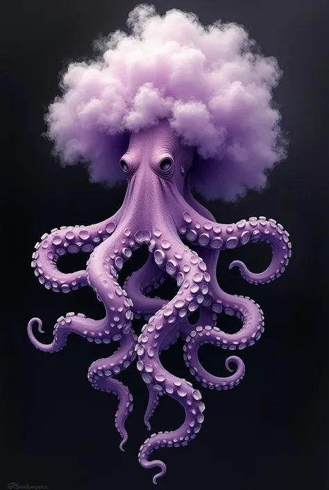 purple and white ink drawing on a black background, a cloud of thick fog forming an octopus, beauty sexy erotic, surreal imaginary, by Alex Pardee, finely drawn, Nikon Reflex, Nvidia Graphics