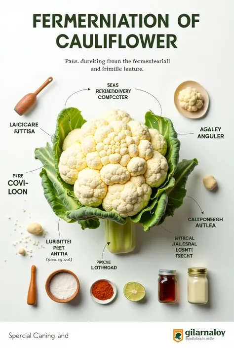 create an image for using as materials and method part of the presentation about fermented cauliflower like real image