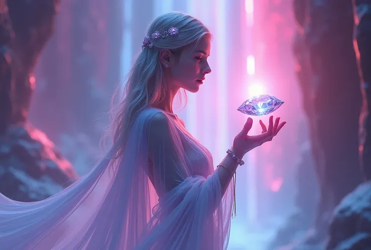 A beautiful goddes showing us to a gem in neon 