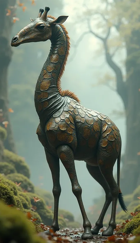 give me the fusion between a giraffe and an armadillo