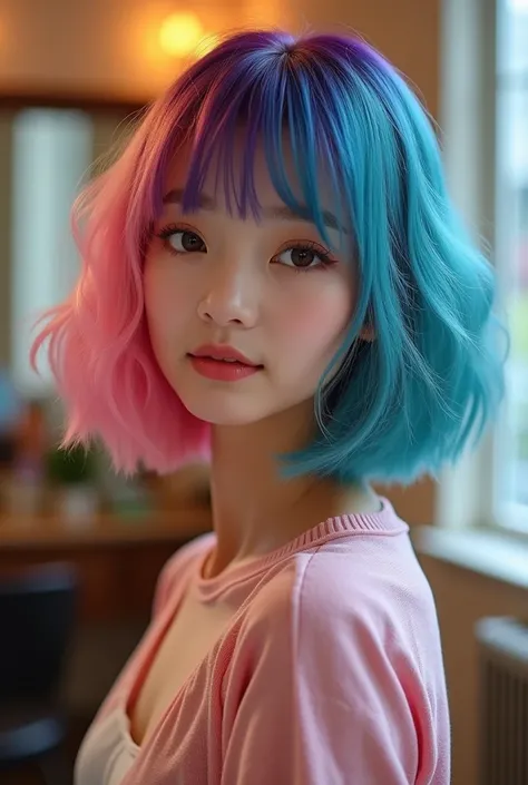 Colorful hair, designer design, salon,asian girl