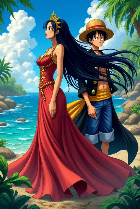 luffy and Boa Hancock, "Pirate Empress" together to paint a picture 