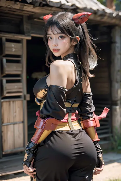 ((unreal engine 5)), realistic rendering, excellent, (full samurai armor), (breastplate armor), (cloak), (samurai helm), looking...