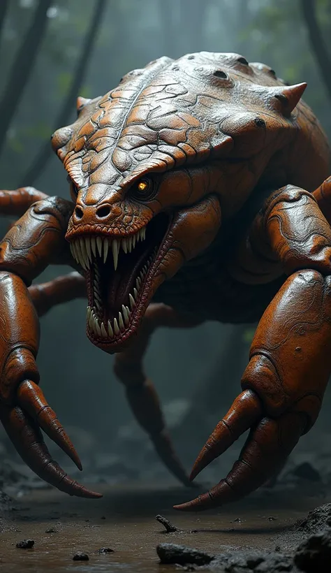 Realistic image of crab and snake hybrid powerful and scary 