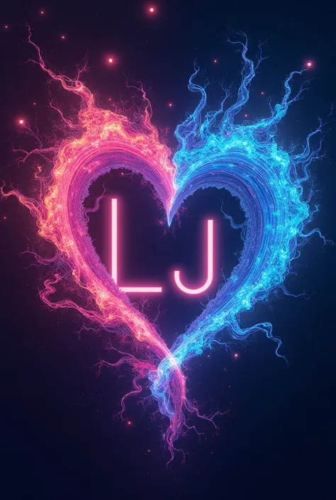  I want two wallpapers that are match for my boyfriend and me,  your initial is J and mine L ,  with phosphorescent colors like Arcane, and represent connection , very crazy style 