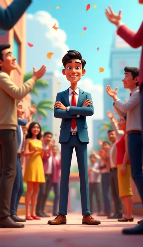 रोहित बड़ा अफसर बन गया।3D cartoon style