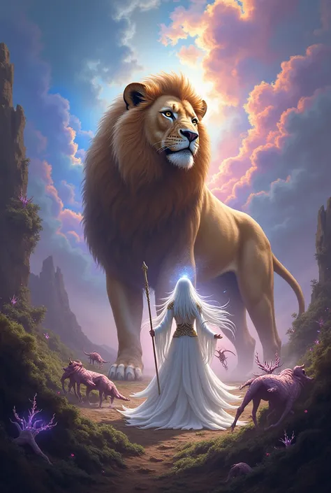 aslam(lion) And the white sorceress with her creatures 