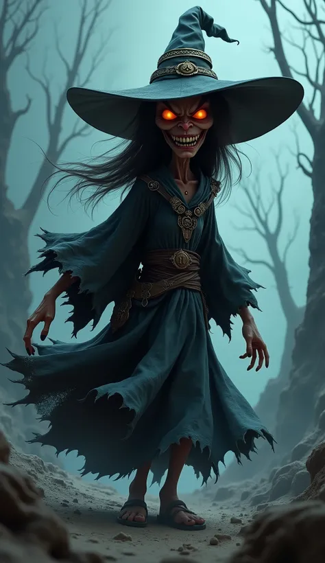 Bad black skin witch 3d animated cartoon 