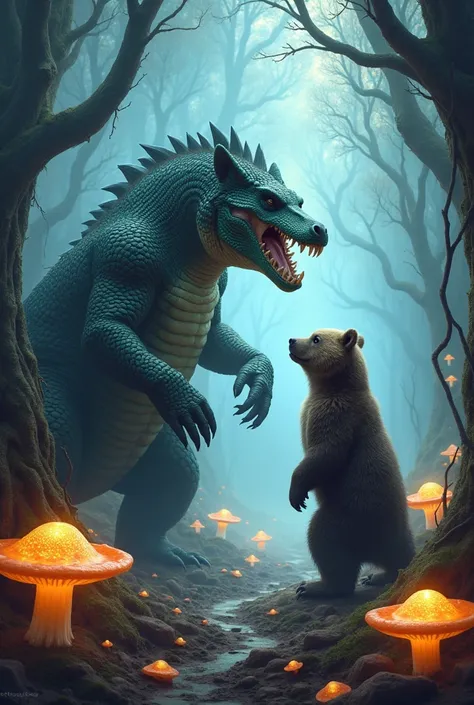 Comodo dragon and bear image