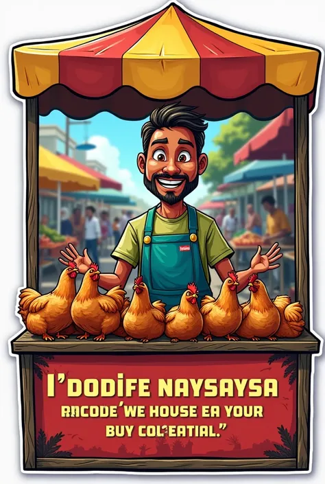 Stiker selling fresh chickens with this message and the name of Djpollos ,  If someone tells you that something is impossible, ignore them. They are talking about their limitations, not yours.