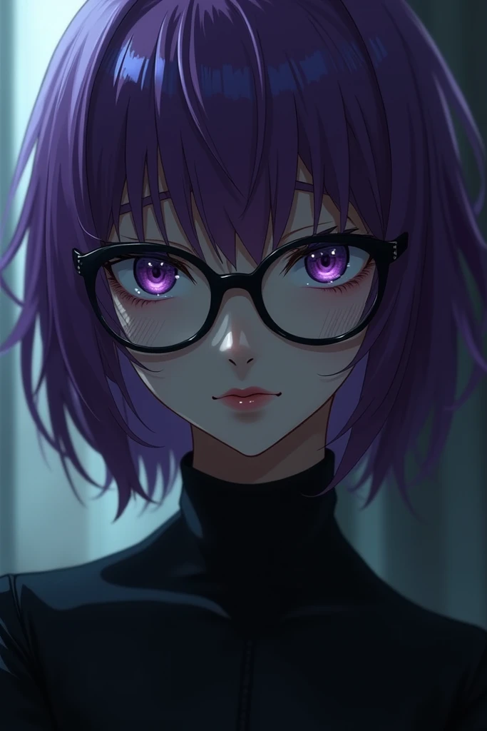 purple hair glasses Yandere