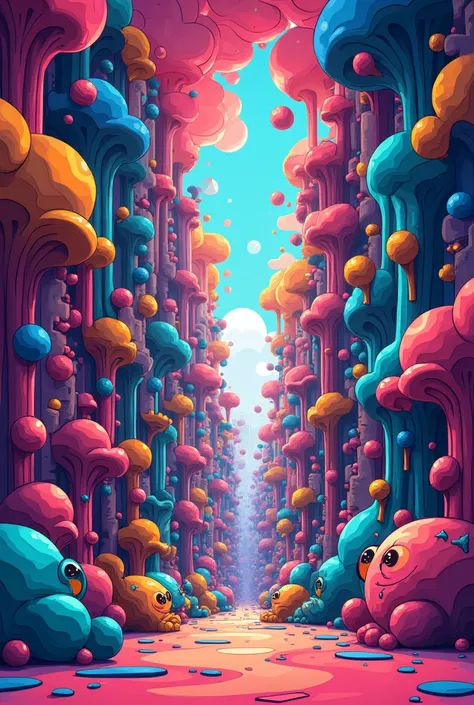 Intérieur Ville psychédélique 
fantastique cartoon