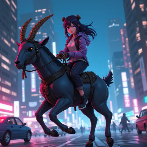 anime girl riding a goat in a city at night, digital cyberpunk anime art, cyberpunk anime girl, digital cyberpunk - anime art, trending on cgstation, anime cyberpunk art, cyberpunk anime girl mech, anime style 4 k, female cyberpunk anime girl, modern cyber...