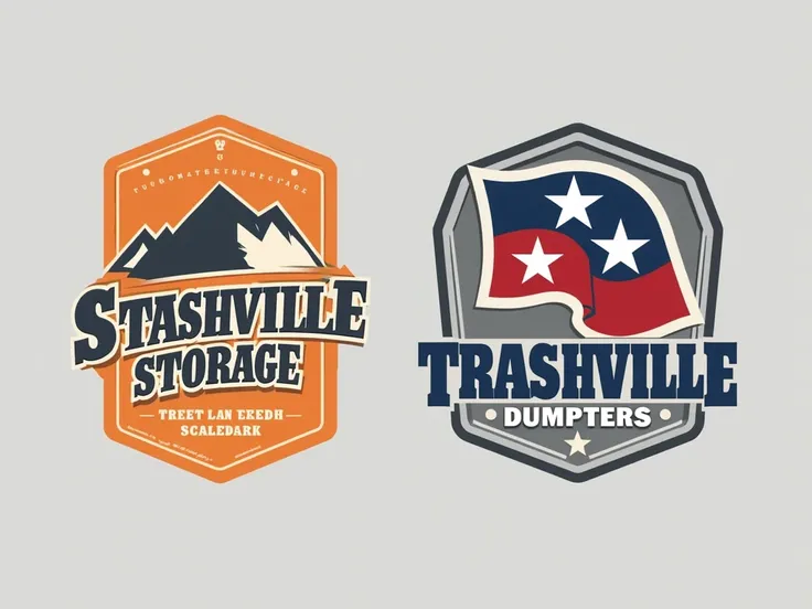 Im seeking a designer to create two distinct yet symbiotic logos for my two future business. #1. Business is a Boat, RV, General storage lot called "Stashville Storage". #2. Is a Dumpster Rental Business called "Trashville Dumpsters".

These need to be two...