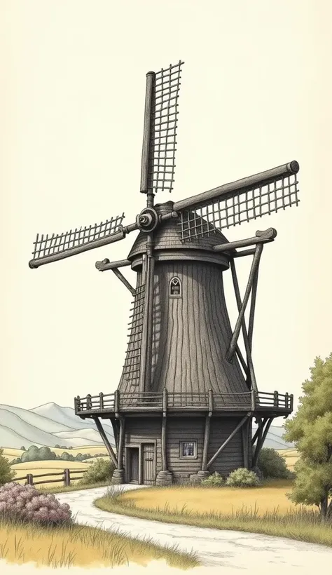 Hand drawing of a windmill