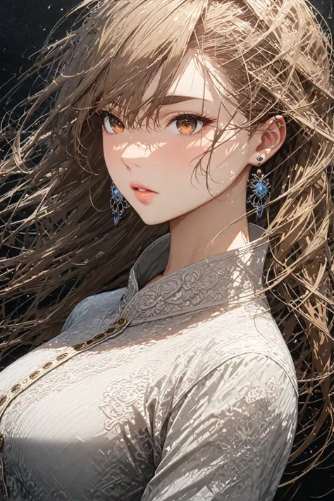 (anime, masterpiece, intricate:1.3), (best quality, hires textures, high detail:1.2), (4k),(incredibly detailed:1.4),  (extremely detailed CG unity 8k wallpaper), 1girl,  full body shot, dynamic pose, KJOmomo, brown hair, brown eyes, medium hair, hair betw...