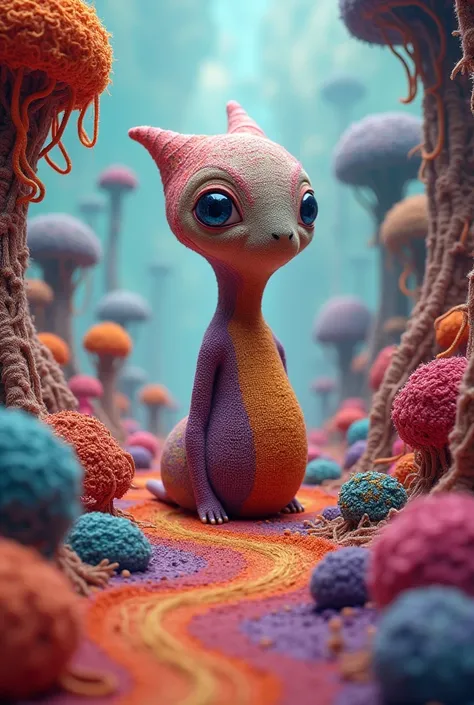 Alien on their animated skein of wools planet 