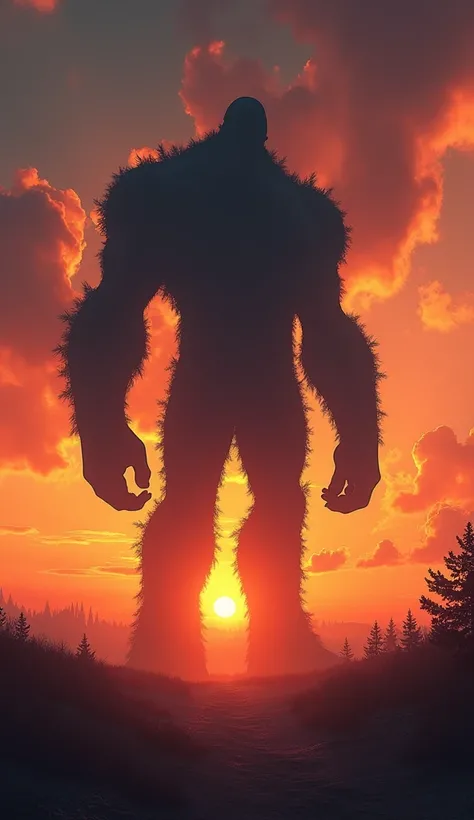 Silhouette of a giant against the sunset.