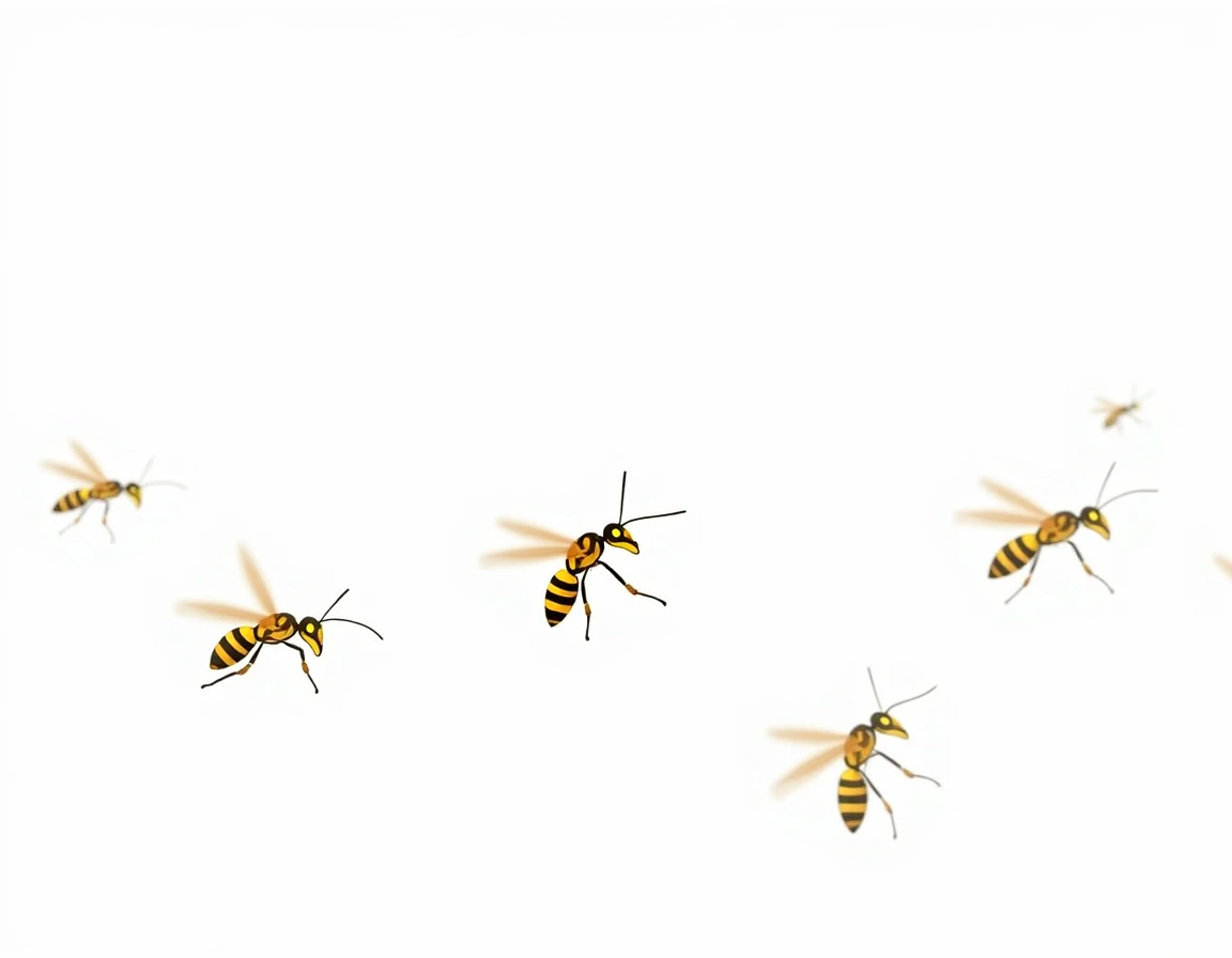 Make an illustration of animated wasps on a white background