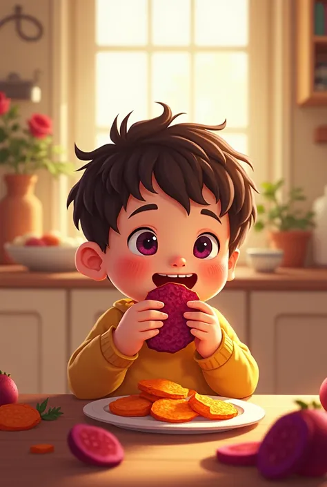 Sweet Potato and Beet Snacks , ren eating
