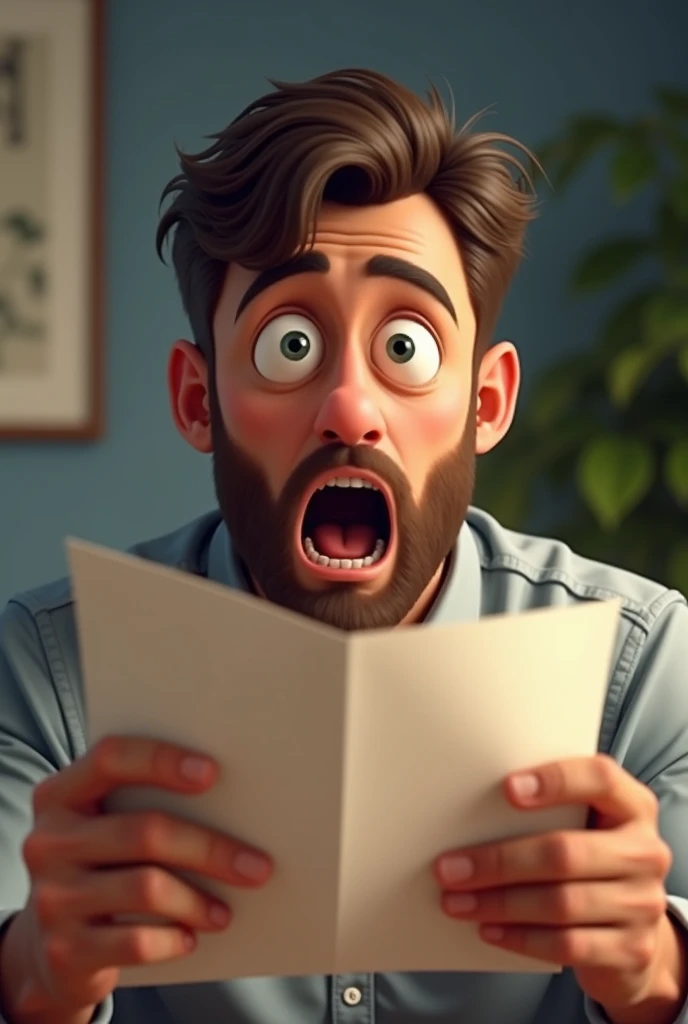 surprised man looking at a letter