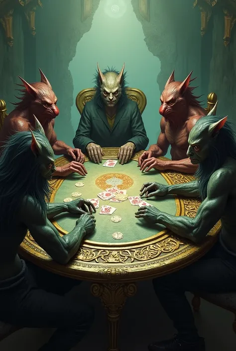 gambling table, card table, monster