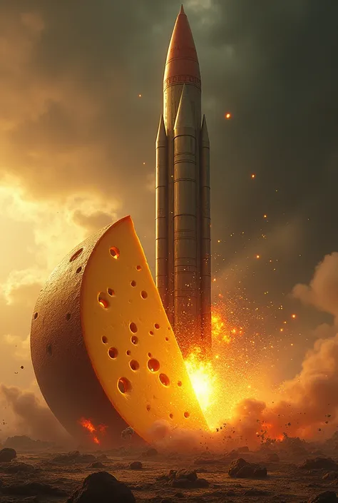 Massive nuclear missile hitting a cheese