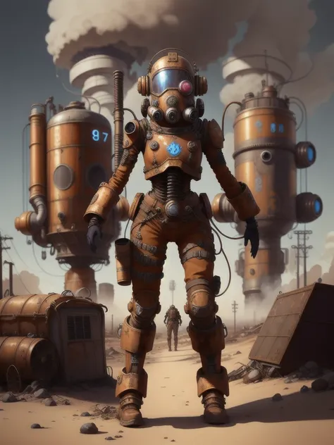 score_9, score_8_up, score_7_up, score_6_up, full body, rating_explicit, solo focus, retro, female, fallout, postapocalyptic, vault 88 suit, rusty armor