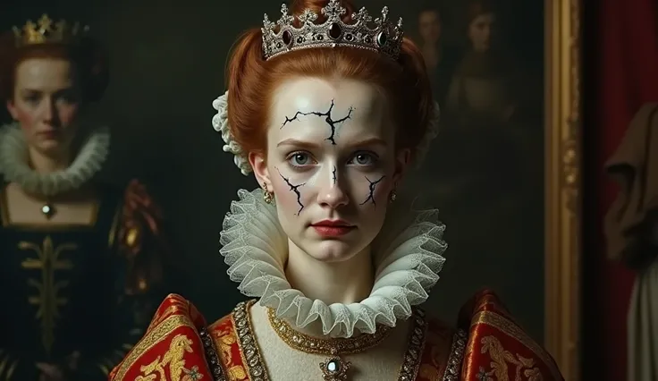 **Thumbnail Script for Video on Queen Elizabeth Is Beauty Regimen**  

**Scene Description:**  
1. **Background Visuals:** A regal yet ominous setting with a portrait of Queen Elizabeth I prominently displayed.  
2. **Main Text Overlay:** "The Deadly Cost ...