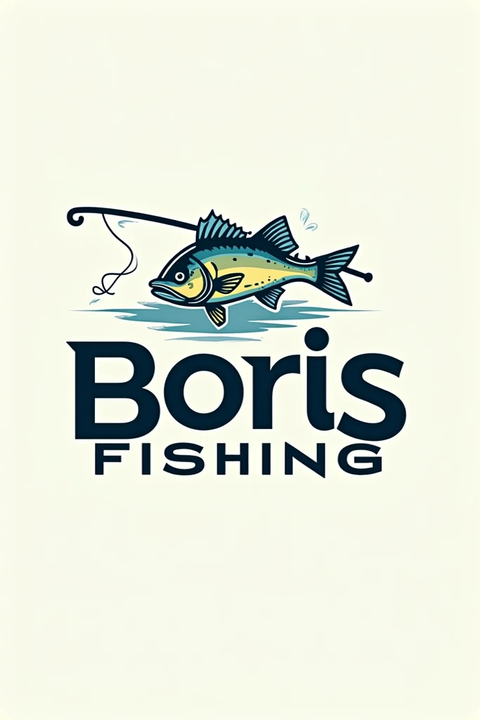 Fish and rod logo with inscription Boris fishing