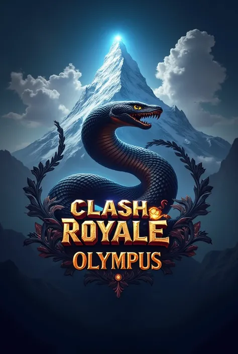 Generate an epic logo for Clash Royale that says MAMBA OLYMPUS and as a character a BLACK MAMBA and all hyperrealistic