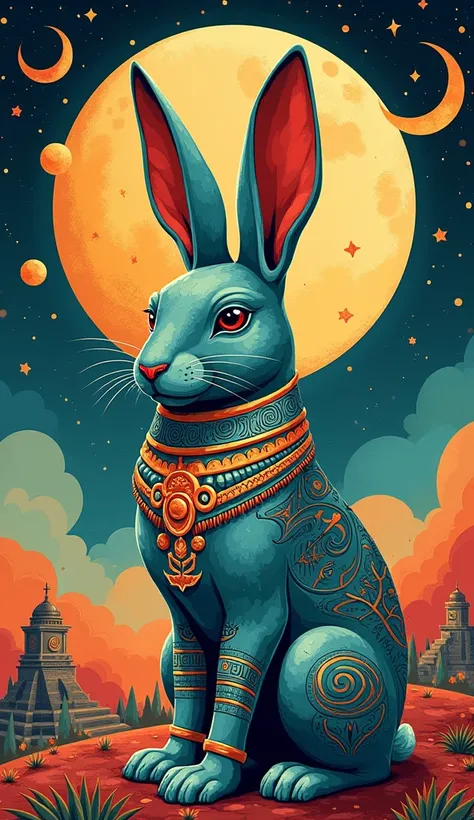 The Moon Rabbit Aztec art