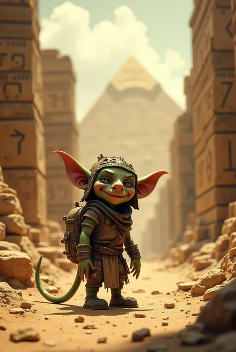 A Goblin on an expedition in an Egyptian plane version of the Goblin Mine Game Telegram game 