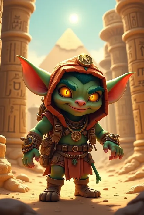  A Goblin on an expedition in an Egyptian plane version of the Goblin Mine Game game on Telegram  ,with the cryptocurrency TON 