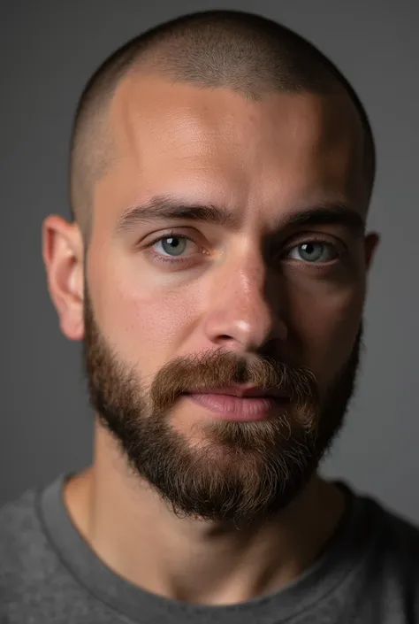  a shaved man with a beard and mustache looks at the camera,  a character portrait made by Adam Dario Keel  , reddit, hyperrealism, Asymmetrical portrait in 4K, raphael lecoste, drew hill,  sharp jaw with light beard , thin beard, Close-up cinematographic ...