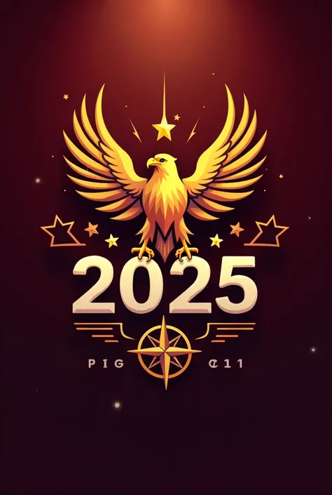  Logo for graduation promotion 
Name :  lithium 
year : 2025
animal : Golden Eagle 
things: Lights, Flashes,  stars compass 

colors :  wine red and gray not so much gray
style for graduates promo