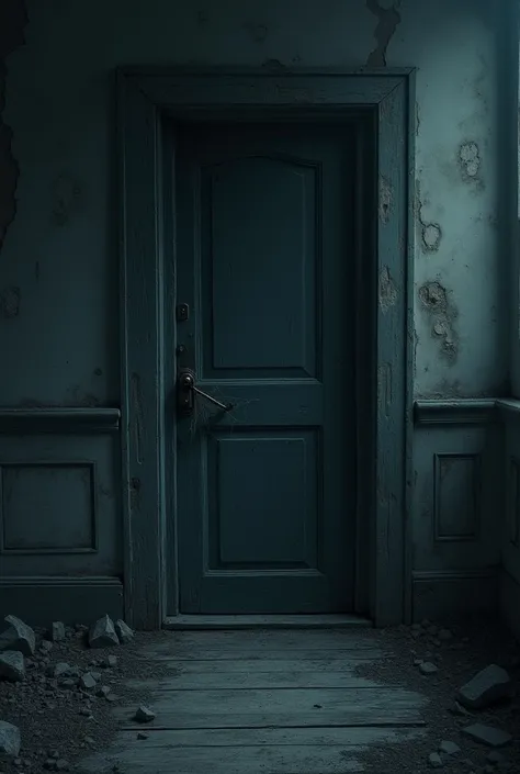 Door closing in an abandoned house at night 