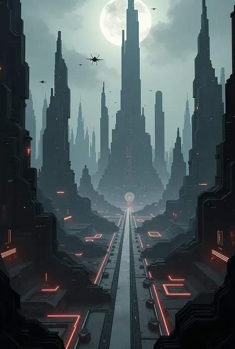  background, with dimensions 1880 x 2600 , With a futuristic background , in black colors ,  inspired by dofus