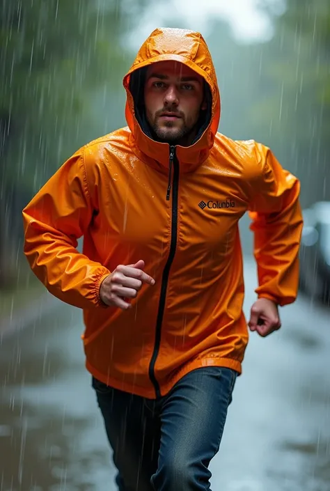 Wet with rain columbia running windbreaker
