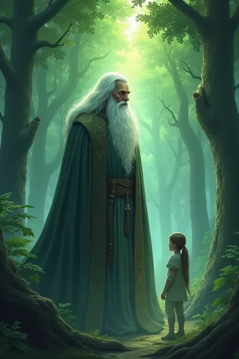 Suddenly,  a figure appeared before her .  I was the guardian of the forest ,  an old man with a long white beard and eyes that shone like stars . "Welcome, Lila",  she said in a deep and soft voice . " I have been waiting for your arrival .  This forest h...